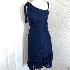 NWOT Kensie mock one shoulder  blue lace dress